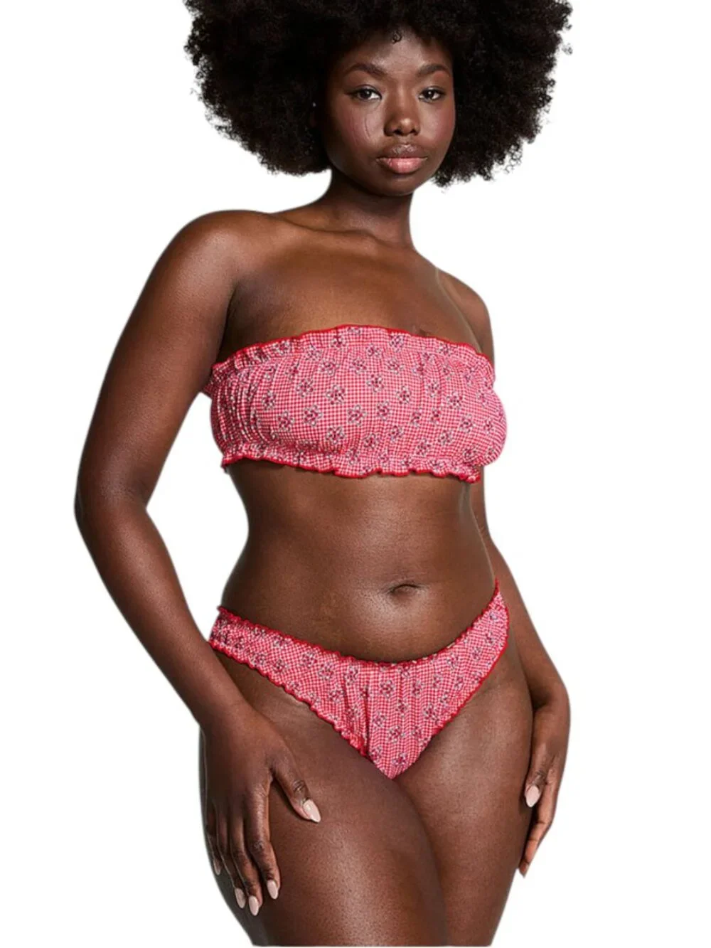 Pink by Frankie's Bikinis Bikini Bottom Hudson Ladybug Lane Red White Size XL